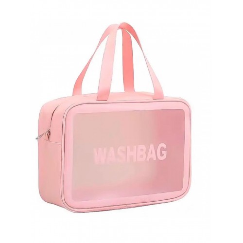 Косметичка органайзер Beauty Case на блискавці с ручкою дорожній несесер рожевий розмір L 30x13x21 см