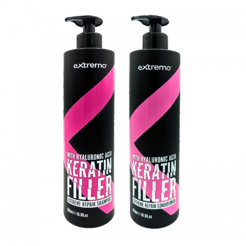 Набір Extremo Keratin Filler Repair шампунь та кондиціонер для відновлення волосся з кератином (EX428/ЕХ431) 2x200 г (розлив)