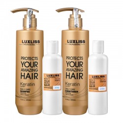 Набір Luxliss Keratin Smoothing Daily Care кератиновий шампунь та кондиціонер для щоденного використання 2x200 г (розлив)