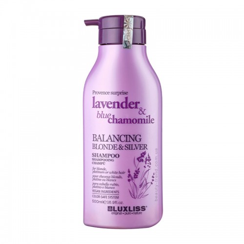 Шампунь для блонду, освітленого або сивого волосся Luxliss Balancing Blonde & Silver Shampoo 500 мл заводська тара