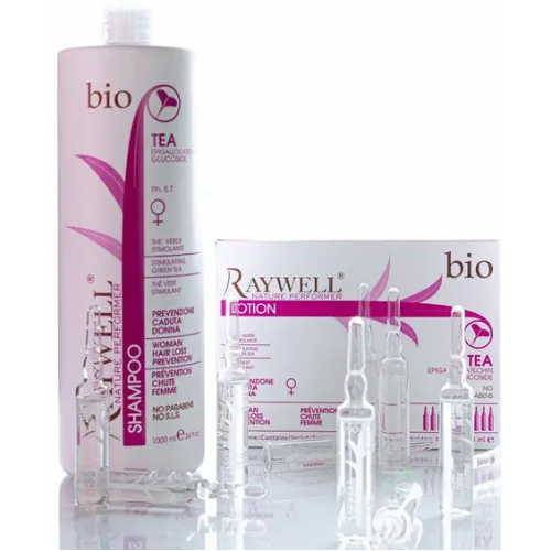 Raywell Bio Tea шампунь 1000 мл та Bio Tea Lotion ампули 10 шт, набір для росту та від випадіння волосся