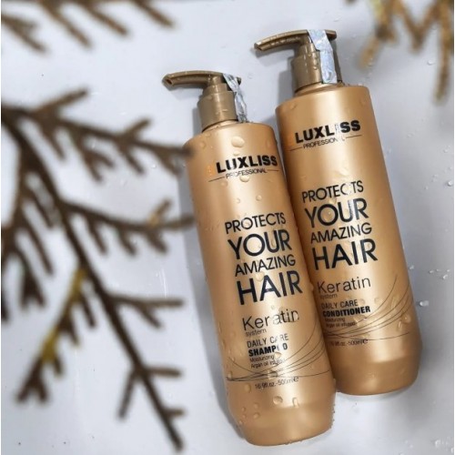 Набір Luxliss Keratin Smoothing Daily Care кератиновий шампунь та кондиціонер для щоденного використання 2x500 мл