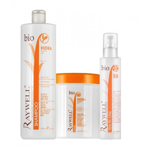 Набір Raywell Bio Hidra шампунь+маска+молочко для зволоження сухого волосся 200+200+100 г (розлив)