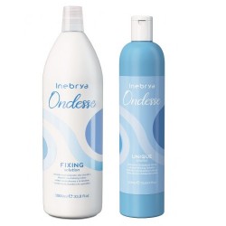 Набір для біозавивки з кератином Inebrya Fixing Solution With Keratin: рідина та фіксатор для тонкого та пошкодженого волосся, 150+300 г (розлив)