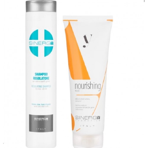 Набір для жирної шкіри голови та сухого волосся шампунь Sinergy RegulationL маска Y1.2 Sinergy Nourishing, 250/250 мл