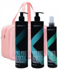 Комплексний набір для жирного волосся та проти лупи Extremo Pre-Pro Biotic з косметичкою у подарунок, 2х500/250 мл