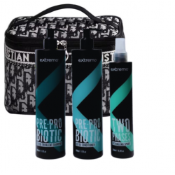 Комплексний набір для жирного волосся та проти лупи Extremo Pre-Pro Biotic з косметичкою у подарунок Christian Dioro, 2х500/250 мл