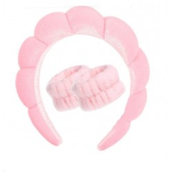 Набір для вмивання та макіяжу м'який обруч з манжетами-напульсниками мікрофібра, рожевий