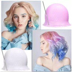 Професійна багаторазова силіконова шапочка для фарбування та мелірування волосся з гачком для колориста рожева