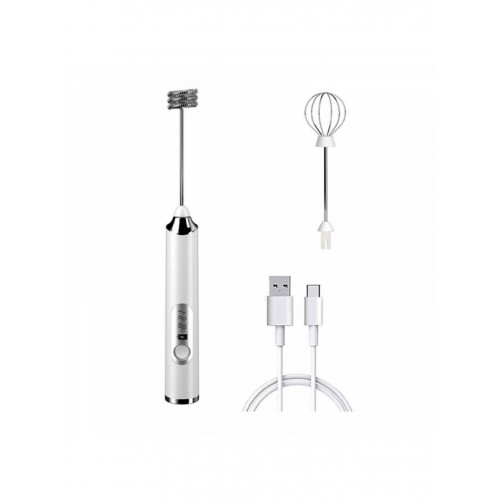 Електричний перукарський міксер-вінчик для змішування фарб, професійних засобів з акумулятором 2 насадки, білий