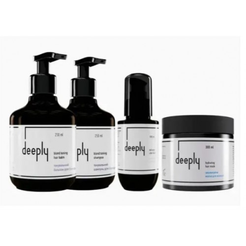 Набір deeply Blond QUAD для блонду від жовтизни для освітленого волосся і сяючого блонду Шампунь, Бальзам, Маска та Флюїд 2х250/300/100 мл