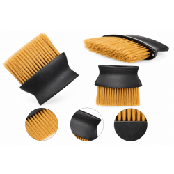 Щітка-змітка Barber-2 волосся з шиї після стрижки для перукаря барбера овал чорна ручка золота щетина 12х12 см