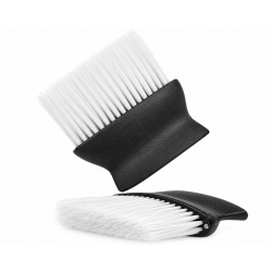 Щітка-змітка Barber-2 волосся з шиї після стрижки для перукаря барбера овал чорна ручка біла щетина 12х12 см
