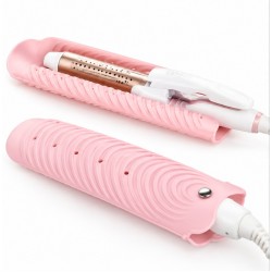 Силіконовий килимок чохол-кишеня Beauty Tools для прасочки, плойки, гарячих перукарських інструментів, 20х10 см рожевий