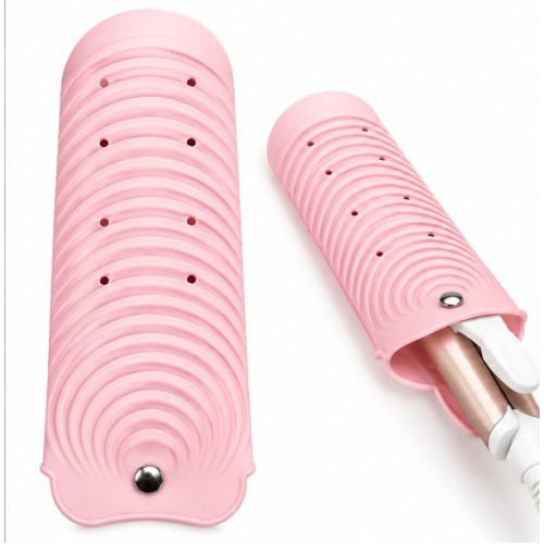 Силіконовий килимок чохол-кишеня Beauty Tools для прасочки, плойки, гарячих перукарських інструментів, 20х10 см рожевий