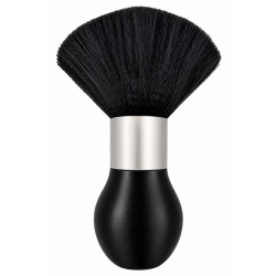 Щітка-змітка волосся з шиї після стрижки Beauty Tools для перукаря барбера срібло кругла чорна щетина  16x5 см