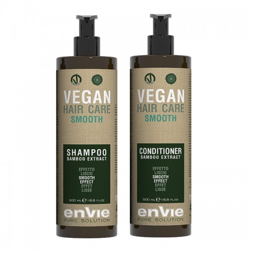 Розгладжуючий набір Envie Vegan Smooth Bamboo Extract шампунь та кондиціонер для волосся з екстрактом бамбука (EN856/EN862) 2х250 г (розлив)