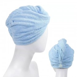 Рушник-тюрбан (чалма) для сушіння волосся Fast Dry Hair з мікрофібри, блакитний