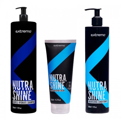Набір Extremo Nutra Shine шампунь, кондиціонер, крем для делікатного очищення та живлення волоося (EX434/EX436/EX242) 500/500/200 мл