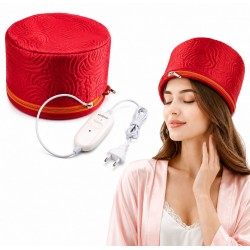 Преміальная електрична тканинна термошапка (сушуар) Beauty Tools для масок, ламінування та лікування волосся червона