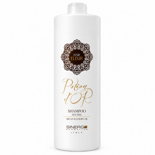 Безсульфатний шампунь Sinergy Potion D'or Shampoo з олією аргани і жожоба для сухого і тм'яного волосся, 1000 мл