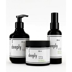 Набір deeply для інтенсивного зволоження сухого пошкодженого волосся шампунь hydrating, маска restoring та спрей 10 у 1, 300/250/200 мл