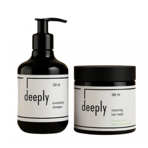 Набір deeply DUO шампунь normalizing та маска restoring для жирного волосся та шкіри голови 300/250 мл