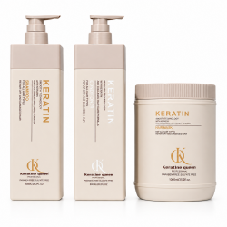 Набір Keratine Queen TRIO для відновлення волосся після хімічних процедур шампунь, кондиціонер та маска, 2х800/1000 мл
