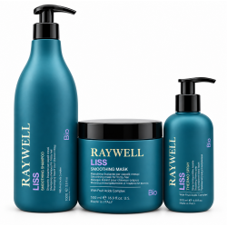 Набір Raywell B.io LISS Smoothing TRIO шампунь, маска і крем для розгладжування пухнастого волосся, 1000+500+200 мл