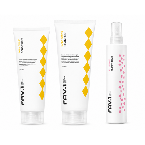 Набір FAV.1 DAILY SHINE + ALL IN ONE MULTI THERMO для щоденного догляду та блиску волосся, 2×250/200 мл