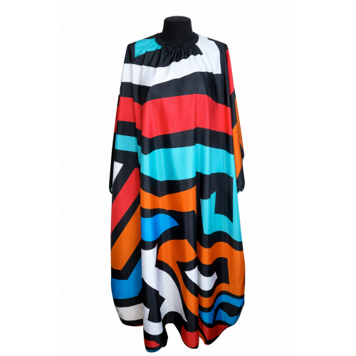 Пеньюар для перукаря Premium Color Geometry, щільний, великий розмір 160×145 см