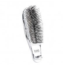 Преміальна щітка MAÍS Brush Small для розчісування, масажу шкіри голови та SPA-догляду за волоссям срібляста